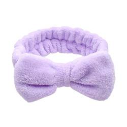 Haarnadel Spa-Stirnband, hochelastisch, Make-up-Stirnband, einfarbig, Haut-Touch, Bowknot, Korallen-Fleece, weiches Haarband for Spa-Dusche, Make-up, Whasing Face, rot (Color : Purple) von MRXFN