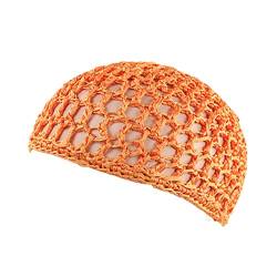MRXFN Sonnenhut Beanie-Hüte for Frauen, Mesh-Haarnetz, Häkelmütze, weicher Snood-Haarnetz, gehäkelte Schlafmütze, Lange Haarpflege, Kappe, Abdeckung, Hut (Color : Orange, Size : Taille Unique) von MRXFN