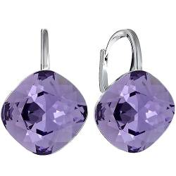 Rhombus Raute Damen Hängen Ohrringe Silber 925 mit Marken Kristalle Zirkonia - Schmuck Echt Silberne Hängende Ohrhanger für Frauen und Mädchen - Hängeohrringe Ideal Geschenk (Tanzanite) von MŚ 1997 MENNICA ŚWIDNICKA