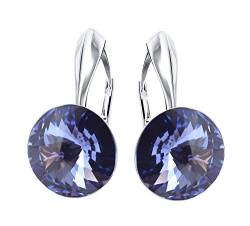 Rivoli 925 Silber Ohrringe Österreichische Zirkonia - Schmuck für Frauen und Mädchen - Hängeohrringe Ideal für Geschenke für Frauen Geschenk für Mutter-Frau-Tochter (Tanzanite) von MŚ 1997 MENNICA ŚWIDNICKA