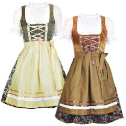 MS-Trachten Damen Dirndl Set Helene 3 teiliges Trachtenkleid (48, Sand) von MS-Trachten