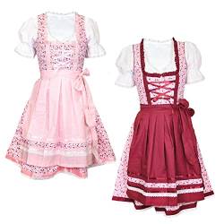 MS-Trachten Damen Dirndl Set Mimi 3 teiliges Trachtenkleid (40, Rot) von MS-Trachten