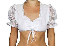 MS-Trachten Damen Dirndlbluse Trachtenbluse Bluse Spitze Tara weiß (34) von MS-Trachten