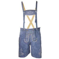 MS-Trachten Kinder Trachten Lederhose Leo kurz Blau (152) von MS-Trachten