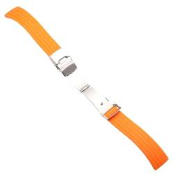 MSEURO 18mm 20mm 22 mm 24 mm universelles Uhrenband Silikon Gummi -Link -Armband Armband Armband Leicht weich for Männer Frauen Armbanduhr (Color : Orange silver, Size : 16mm) von MSEURO