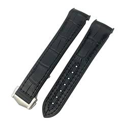 MSEURO 19mm 20 Mm 21 Mm 22 Mm Gummi -Leder -Uhrband -Kompatibel For Omega Kompatibel For Planet, Der For Dem Ozean Silicon Nylon Sports Uhrengurt Kompatibel Ist (Color : Black black2, Size : 22MM_GO von MSEURO