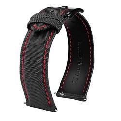 MSEURO 20 21mm Uhr for männlich 22 mm Faser Nylon Sicherheitsgurt Watch Band Armee Sport Canvas Nylon NATO -Gurt Special (Color : Red black buckle, Size : 22mm) von MSEURO