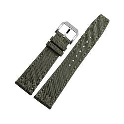 MSEURO 20mm 21 mm 22 mm Nylon Canvas Fabric -Uhrenband kompatibel for Iwc Kompatibel for Pilot -Spitfire Timezone Top -Gurt grün schwarze Gürtel Armbanduhrgurte (Color : Dark Green-Silvery, Size : 2 von MSEURO