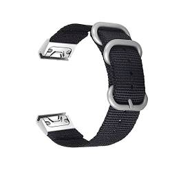 MSEURO 22/26mm Nylon Quick Easyfit Watchband -Gurt kompatibel for Garmin kompatibel for Enduro/kompatibel for Fenix ​​5 5x Plus/6 6x Pro/kompatibel for Ansatz S62 (Color : Black si, Size : 5) von MSEURO