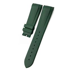 MSEURO 22 mm Naturkautschuk -Silion -Uhren -Band Spezial gebogener Endstift/Klappschnalle Schwarz Blau rote Armbandband kompatibel for Tudor kompatibel for mittlere Greenwich-Zeit (Color : Green, Si von MSEURO