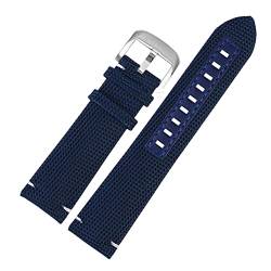 MSEURO 22mm Leder Nylon Canvas Watchband Männer Sport Tauchhalm Armband Band kompatibel for MIDO -kompatibel for Ocean Watch Gurt (Color : Dark blue02, Size : 22mm) von MSEURO