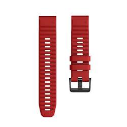 MSEURO 26mm 22mm Bandsoft Silikongurt kompatibel for Fenix 6/6 Pro/5/5 Plus Smartwatch -Zubehör kompatibel for Garmin -kompatibel for Fenix 6x/ 6x Pro/5x/3 (Color : Red, Size : 26mm-Fenix 6X 6X Pro von MSEURO