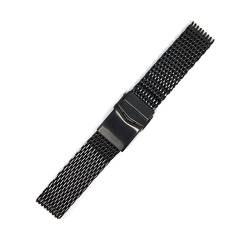 MSEURO Edelstahl Stee Mesh Gurt Diving Watch Band Solid einstellbare Sicherheitsschnalle 18/20/22 mm Armbandzubehör Männer (Color : Black, Size : 22MM_M (155-167MM)) von MSEURO