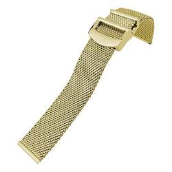 MSEURO Edelstahl gewebtes Mesh Watchband 20mm 21 mm 22 mm kompatibel for Iwc Kompatibel for LE Petit kompatibel for Prince kompatibel for Mark 18 Uhrengurt (Color : Golden, Size : 21MM_FOR IWC) von MSEURO