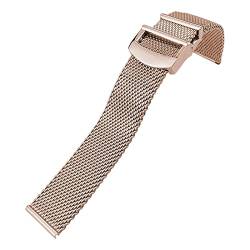 MSEURO Edelstahl gewebtes Mesh Watchband 20mm 21 mm 22 mm kompatibel for Iwc Kompatibel for LE Petit kompatibel for Prince kompatibel for Mark 18 Uhrengurt (Color : Rose golden, Size : 22MM_NO LOGO von MSEURO