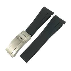 MSEURO Gebogenes Ende 21 mm 20 mm 22 mm 19mm Silikon Gummi -Uhrband -kompatibel for Rolex kompatibel for Daytona kompatibel for mittlere Greenwich-Zeit Armband (Color : Black, Size : 21MM_GOLDEN BUC von MSEURO
