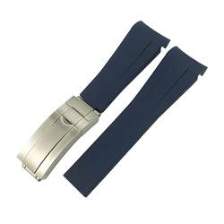 MSEURO Gebogenes Ende 21 mm 20 mm 22 mm 19mm Silikon Gummi -Uhrband -kompatibel for Rolex kompatibel for Daytona kompatibel for mittlere Greenwich-Zeit Armband (Color : Blue, Size : 19MM_SILVER ROSE von MSEURO