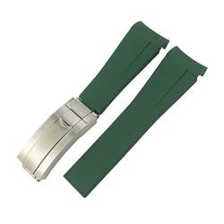 MSEURO Gebogenes Ende 21 mm 20 mm 22 mm 19mm Silikon Gummi -Uhrband -kompatibel for Rolex kompatibel for Daytona kompatibel for mittlere Greenwich-Zeit Armband (Color : Green, Size : 21MM_SILVER ROS von MSEURO