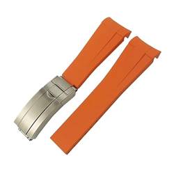 MSEURO Gebogenes Ende 21 mm 20 mm 22 mm 19mm Silikon Gummi -Uhrband -kompatibel for Rolex kompatibel for Daytona kompatibel for mittlere Greenwich-Zeit Armband (Color : Orange, Size : 19MM_BLACK BUC von MSEURO
