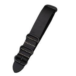 MSEURO Handgefertigtes Leder -Uhrband G10 18 20 22 24 26 mm Vintage gefrostete obere Schicht Kaufpferdsgurt, braunes schwarzes Männer Armband (Color : Black buckle4, Size : 20mm) von MSEURO
