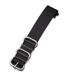 MSEURO Handgefertigtes Leder -Uhrband G10 18 20 22 24 26 mm Vintage gefrostete obere Schicht Kaufpferdsgurt, braunes schwarzes Männer Armband (Color : Silver buckle, Size : 18mm) von MSEURO