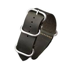 MSEURO Handgefertigtes Leder -Uhrband G10 18 20 22 24 26 mm Vintage gefrostete obere Schicht Kaufpferdsgurt, braunes schwarzes Männer Armband (Color : Silver buckle2, Size : 20mm) von MSEURO
