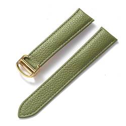 MSEURO Kieselweiche Leder -Leder -Gurt -Ersatztank Solo London Foldover Clasp 14mm 16mm 18 mm 20 mm 22 mm Uhr Zubehör kompatibel for Cartier (Color : Olive green gold, Size : 16mm) von MSEURO