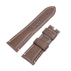 MSEURO Krokodilmuster echtes Bambus -Lether -Uhrband -kompatibel for Panerai -Riemen PAM441 Armband Schmetterlingsschnalle Gravur 24mm 26 mm (Color : Khaki, Size : 24MM PAM_SILVER BUCKLE) von MSEURO