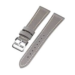 MSEURO Leder Uhrenband 18 19 20 21 22 2 4mm Schwarzblau graues Lederband H Buckle Watch Band Männer Uhr Accessoires (Color : Gr�, Size : 19mm) von MSEURO