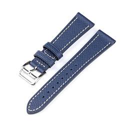 MSEURO Leder Uhrenband 18 19 20 21 22 2 4mm Schwarzblau graues Lederband H Buckle Watch Band Männer Uhr Accessoires (Color : Left, Size : 22MM) von MSEURO