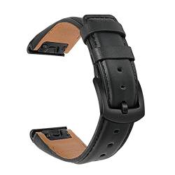 MSEURO Leder Uhrenband 22 mm kompatibel for Garmin kompatibel for Fenix ​​7/6 Pro / 5 Plus/kompatibel for Forerunner 945 / kompatibel for Epix Gen 2 Uhrenbandband (Color : Noir, Size : Quatix 6) von MSEURO
