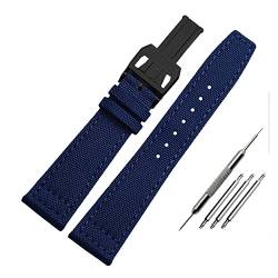 MSEURO Nylon Uhrenband kompatibel for Iwc Kompatibel for portugiesischer Serie 20mm 21mm 22mm Armbanduhr Band Leinwand Armband Schwarz Blue Green Uhrengurt (Color : B-blue-black, Size : 20mm) von MSEURO