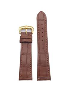 MSEURO Professionelles Uhrenband Echtes Leder Uhrengurt Krokodil Muster16mm/ 20 mm Armband Männer/LAD kompatibel for Cartier kompatibel for Tank Solo W6700255 (Color : Brown golden buckle, Size : 2 von MSEURO