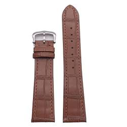 MSEURO Professionelles Uhrenband Echtes Leder Uhrengurt Krokodil Muster16mm/ 20 mm Armband Männer/LAD kompatibel for Cartier kompatibel for Tank Solo W6700255 (Color : Silver buckle7, Size : 17.5mm von MSEURO