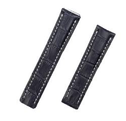 MSEURO Real Leder Watch Band Watchband kompatibel for Breitling -Riemen kompatibel for Navitimer Kompatibel for WELT Kompatibel for Rächergürtel 20mm 22 mm 24mm Logo (Color : Dark blue, Size : WITHO von MSEURO