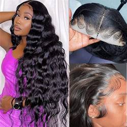 30 inch 13x6 HD Transparent Lace Front Wigs Human Hair Msgem 220% Density Invisible Lace Brazilian Body Wave Human Hair Wigs for Black Women Pre Plucked with Baby Hair Natural Color von MSGEM