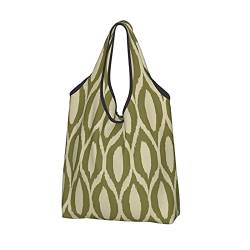 MSINCUDJ Einkaufstaschen für Frauen Wiederverwendbare Falttasche Umhängetaschen Einkaufstaschen-Uzebeki Ikat Design In Olive And Tan von MSINCUDJ