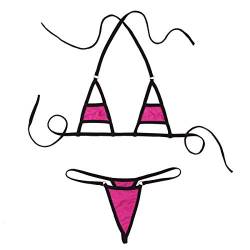 MSemis Damen Micro Bikini Set Triangel Bikinis Zweiteilige Badeanzug Bademode Neckholder Bikini Oberteil + Mini String Erotik Dessous Babydoll Rose Rot Einheitsgröße von MSemis