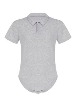 MSemis Herren Body Kurzarm/Ärmellos Hemdbody Baumwolle Bodysuit Overall Männer Unterhemd Poloshirt Slim Fit Unterwäsche M-4XL Grau L von MSemis