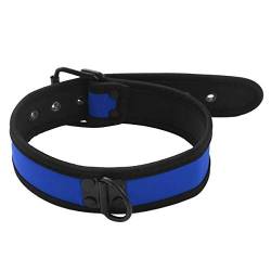 MSemis Herren Damen Halsband Choker Einstellbar Halskette Gothic Punk Halsbänder mit Metall D-Ring Hund Welpenhalsband Rollenspiel Sex Spielzeug für Paare in 5 Farben Blau Einheitsgröße von MSemis