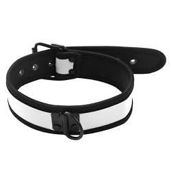 MSemis Herren Damen Halsband Choker Einstellbar Halskette Gothic Punk Halsbänder mit Metall D-Ring Hund Welpenhalsband Rollenspiel Sex Spielzeug für Paare in 5 Farben Weiß Einheitsgröße von MSemis