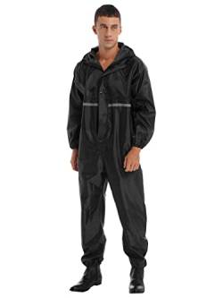 MSemis Herren Regenanzug Reflektierender 100% Wasserdichter Anzug Outdoor Regenmantel Winddicht Regenjacke Schwarz 4XL von MSemis