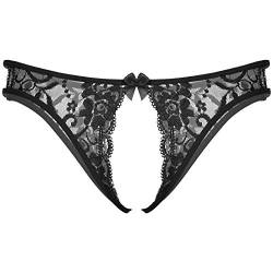 MSemis Herren Spitze Slip Ouvert String Tanga Männer Unterhose Sexy Panties Bikini Briefs Sissy Dessous Unterwäsche Erotik Underwear Schwarz Einheitsgröße von MSemis