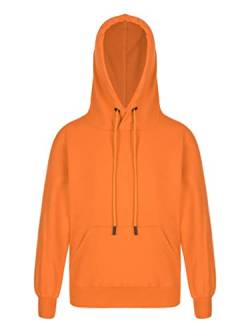 MSemis Jungen Hoodie Sweatjacke Basic Einfarbig Baumwoll Langarm Kapuzenjacke für Kinder Orange 110-116 von MSemis