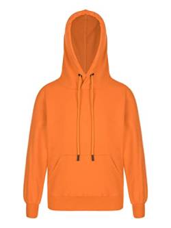 MSemis Jungen Hoodie Sweatjacke Basic Einfarbig Baumwoll Langarm Kapuzenjacke für Kinder Orange 134-140 von MSemis