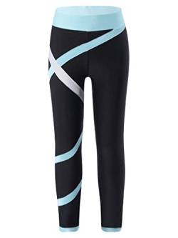 MSemis Mädchen Jogginghose Lange Leggings Sport Hosen mit Buchstaben Gedruckt für Gym Yoga Tanz Laufen Hellblau 134-140 von MSemis