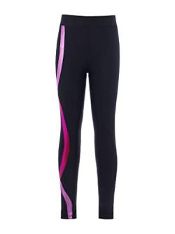 MSemis Mädchen Jogginghose Lange Leggings Sport Hosen mit Buchstaben Gedruckt für Gym Yoga Tanz Laufen Hot Pink A 122-128 von MSemis