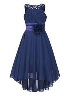 MSemis Mädchen Prinzessin Kleider Festlich Partykleid Blumenmädchenkleid Langes Chiffon Festzug Geburtstag Kommunionkleid Abendkleid Marineblau 134-140 von MSemis