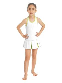 MSemis Mädchen Tennis Kleider mit Shorts 2Tlg.Tennis Outfit Äremllos Sportkleid Golfkleid und Kurz Hose Kinder Training Bekleidung Set W Weiß 158-164 von MSemis