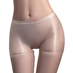 MSemis Panties Boxershorts Damen Transparent Unterhose Unterwäsche Sexy Öl-Glanz Boxer Briefs Miederslip Reizwäsche Nackt B Einheitsgröße von MSemis
